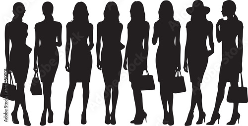Diverse women silhouettes fashionable poses studio