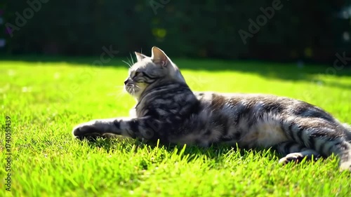 Cat in the Sun A Peaceful Day Lounging in the Grass