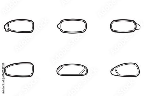 Vehicle Side Mirror Vector Illustration Car Part Automotive Industry Design Collection Spare Part Options for Car Repair and Maintenance