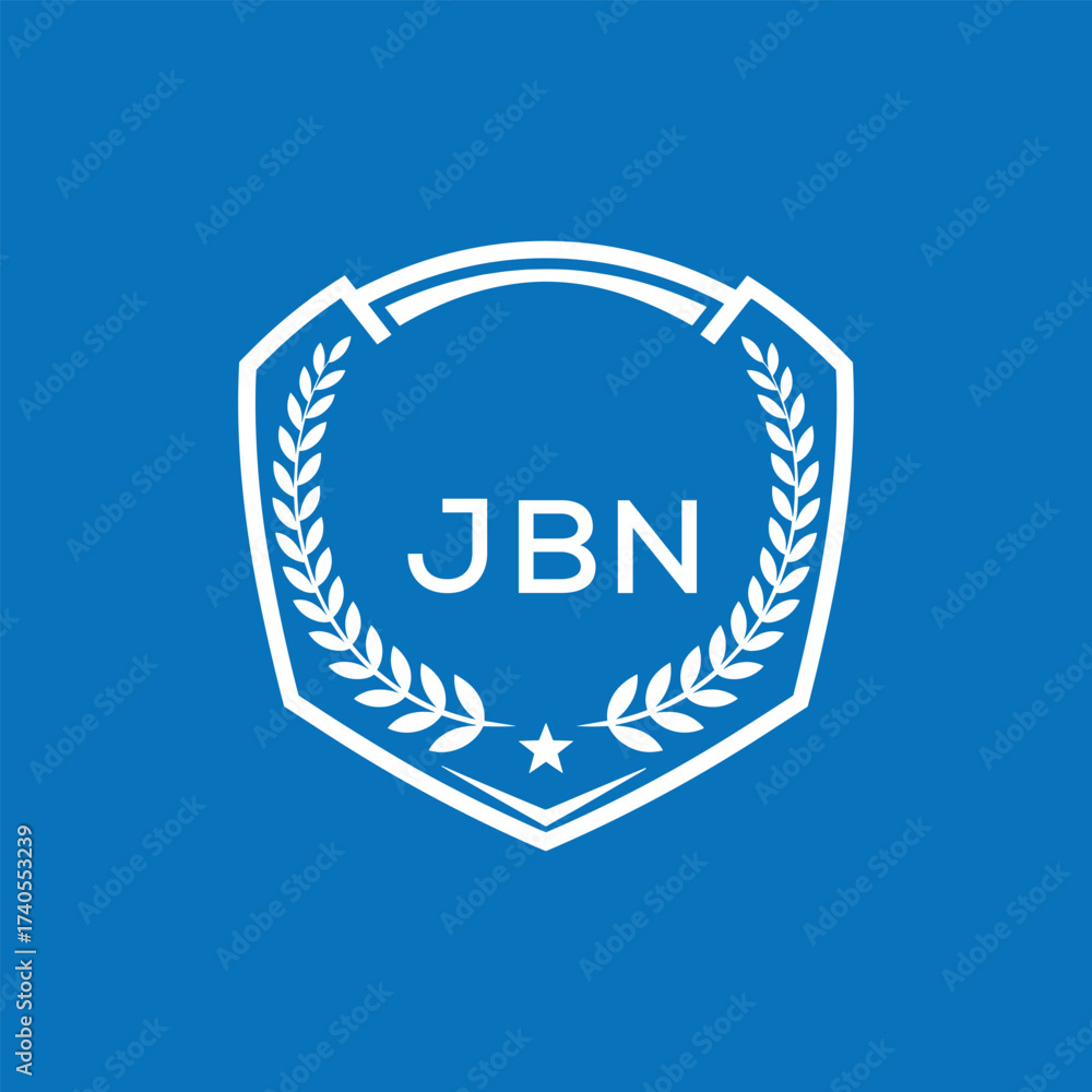 Fototapeta premium JBN Shield Logo Design JBN Minimal Laurel Wreath and Star Emblem for Sports Corporate JBN Club and Brand Ident. 