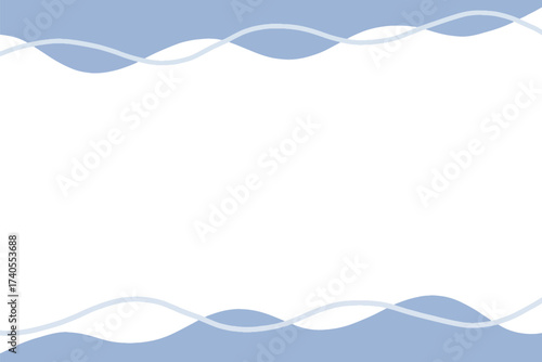 Blue and navy blue wavy and lines top and bottom frame background
