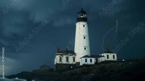 Wallpaper Mural Lighthouse Endures Storm Power and Beauty in Nature's Wrath Torontodigital.ca