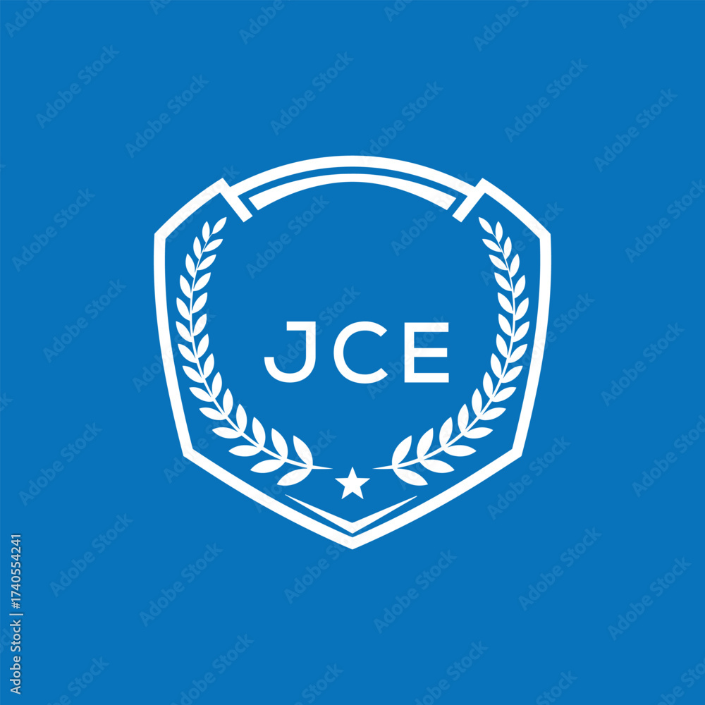 Fototapeta premium JCE Shield Logo Design JCE Minimal Laurel Wreath and Star Emblem for Sports Corporate JCE Club and Brand Ident. 