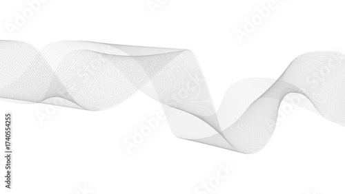 Abstract wave digital element for certificate design. Curved wavy lines design, Grey wave line background on white background.