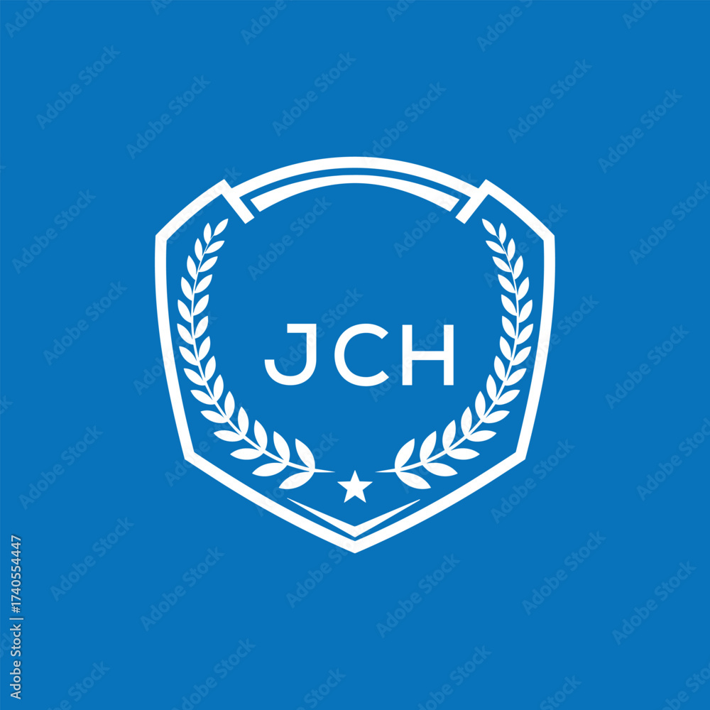 Fototapeta premium JCH Shield Logo Design JCH Minimal Laurel Wreath and Star Emblem for Sports Corporate JCH Club and Brand Ident.