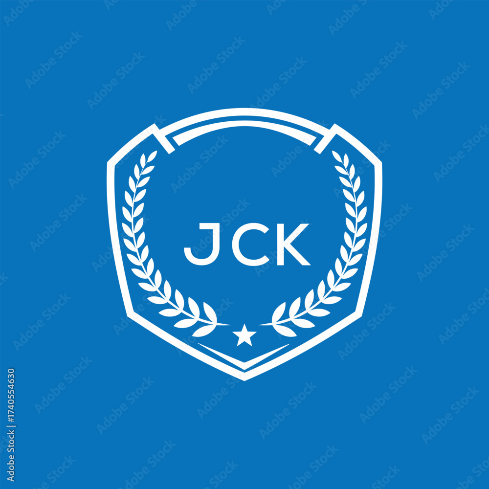 Fototapeta premium JCK Shield Logo Design JCK Minimal Laurel Wreath and Star Emblem for Sports Corporate JCK Club and Brand Ident. 