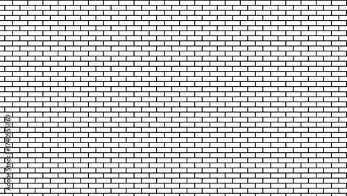 White classic tile wall background and texture, brick wall vector art simple outline design isolated white background