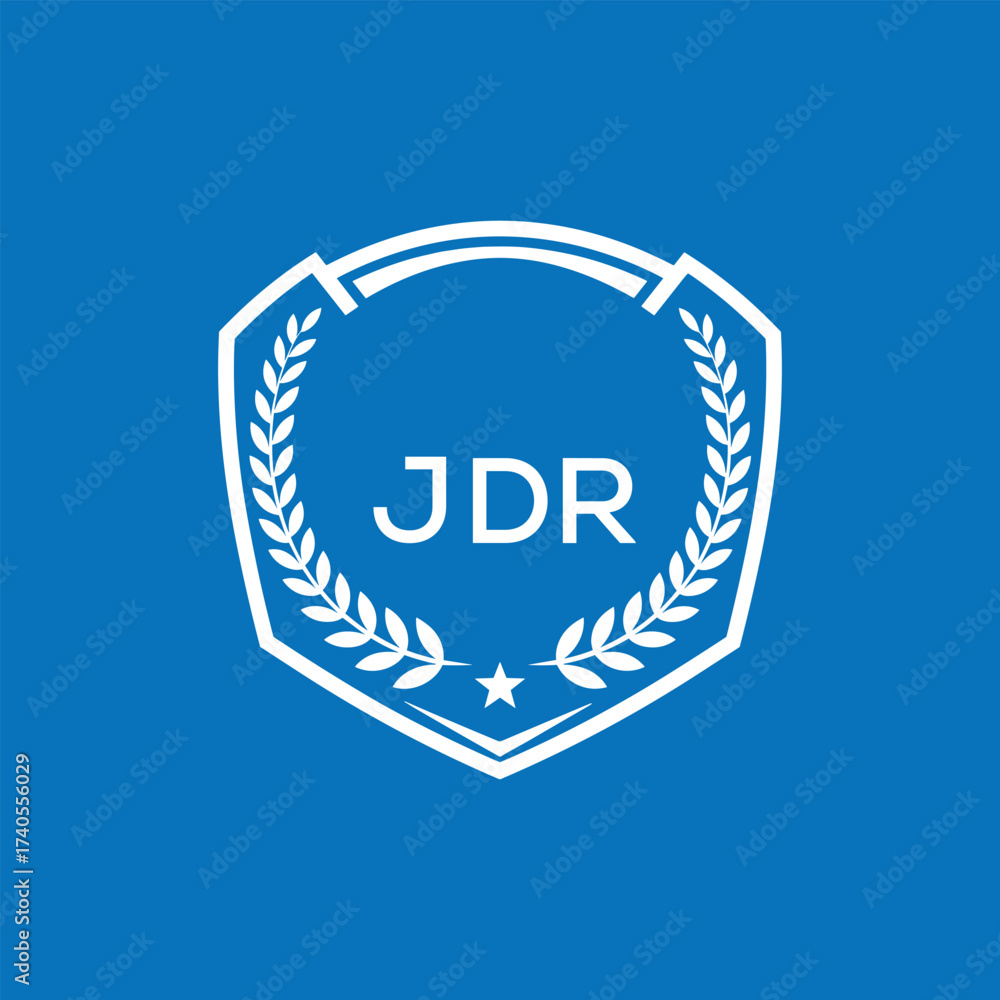 Fototapeta premium JDR Shield Logo Design JDR Minimal Laurel Wreath and Star Emblem for Sports Corporate JDR Club and Brand Ident. 