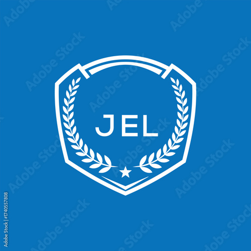 JEL Shield Logo Design JEL Minimal Laurel Wreath and Star Emblem for Sports Corporate JEL Club and Brand Ident.

