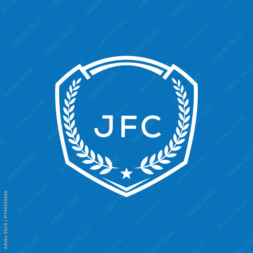 Fototapeta premium JFC Shield Logo Design JFC Minimal Laurel Wreath and Star Emblem for Sports Corporate JFC Club and Brand Ident. 