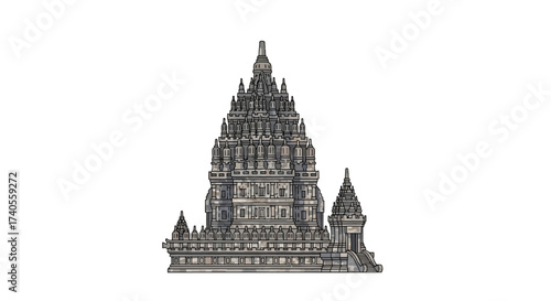 Majestic Temple: A towering temple showcases intricate architectural detail, embodying the enduring spirit of cultural heritage.