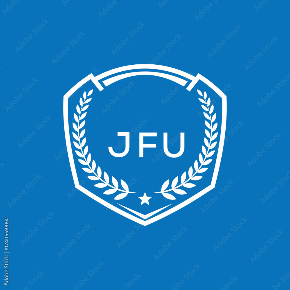 Fototapeta premium JFU Shield Logo Design JFU Minimal Laurel Wreath and Star Emblem for Sports Corporate JFU Club and Brand Ident. 