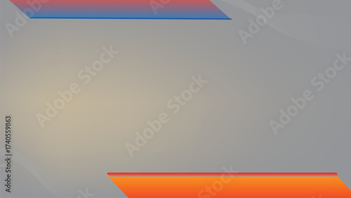 Abstract background with elegant gray and gold tones, featuring colorful trapezoids placed at the top and bottom and refined vector lines on the sides, creating a modern geometric design full of harmo