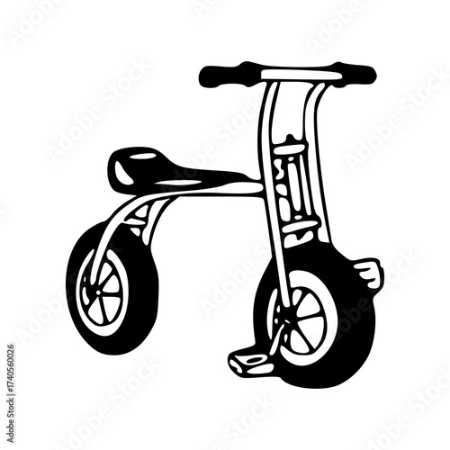 child's first ride-on toy: push scooter or toddler bike drawing