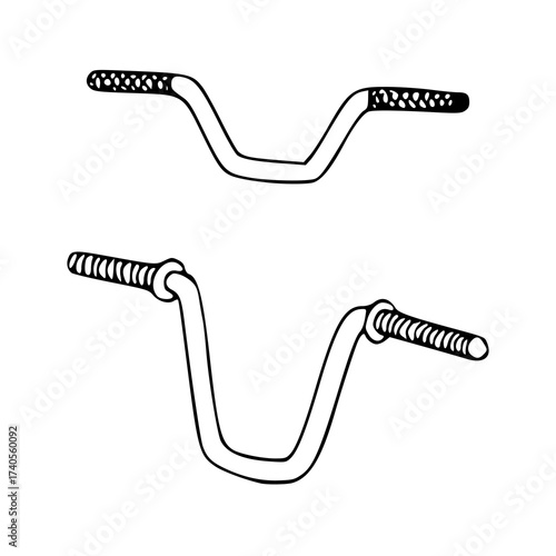 two styles of BMX or scooter handlebars - vector outline