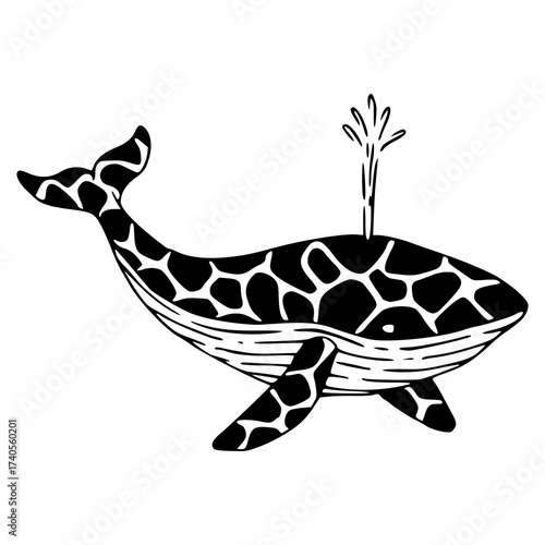 unique patterned whale spouting whale