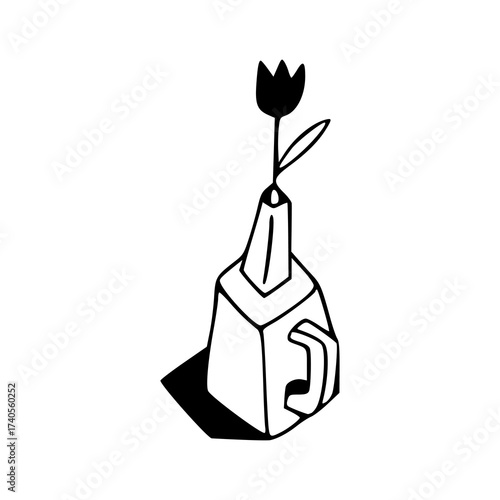 still life of a flower and geometric vase/jug doodle