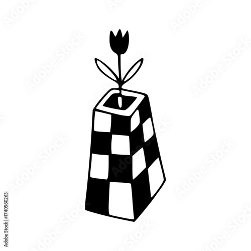 still life of a flower and geometric vase/jug doodle