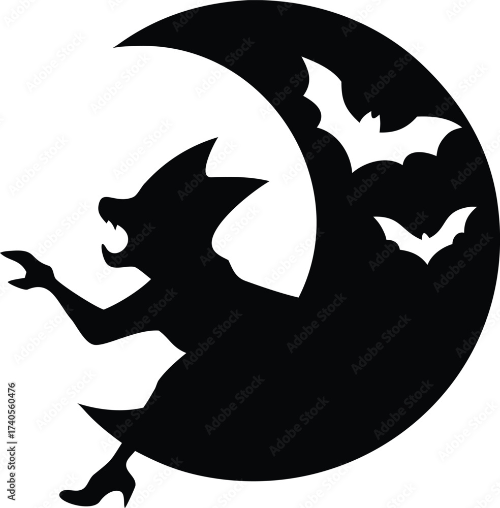 Fototapeta premium Haunted Castle Halloween Silhouette Night