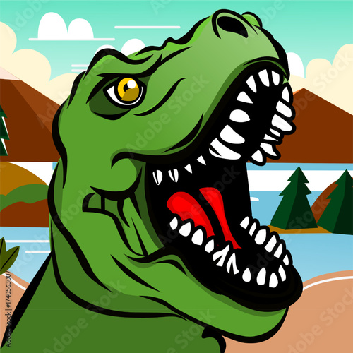 Dinosaur illustration with natural background