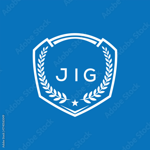 JIG Shield Logo Design JIG Minimal Laurel Wreath and Star Emblem for Sports Corporate JIG Club and Brand Ident.
