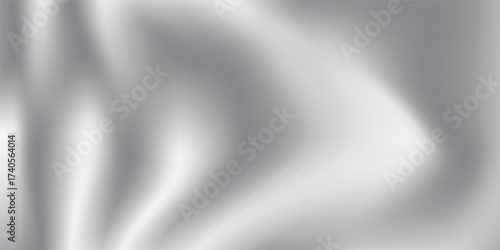 Elegant Silver silk fabric background with liquid ripples effect. Realistic vector illustration of gray satin cloth texture with waves and folds. vector art