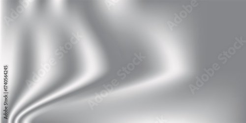 Modern Silver silk fabric background with liquid ripples effect. Realistic vector illustration of gray satin cloth texture with waves and folds. vector