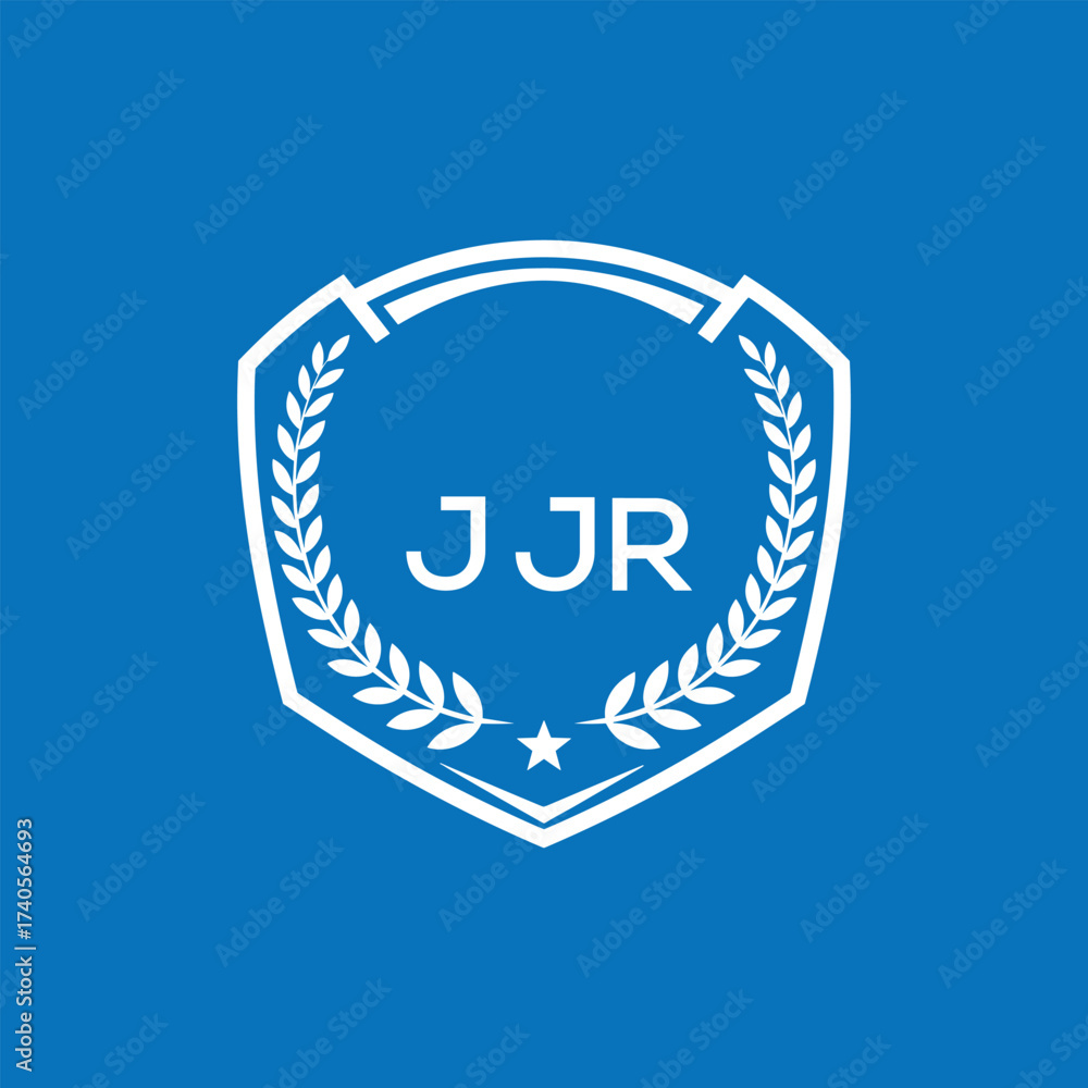 Fototapeta premium JJR Shield Logo Design JJR Minimal Laurel Wreath and Star Emblem for Sports Corporate JJR Club and Brand Ident. 
