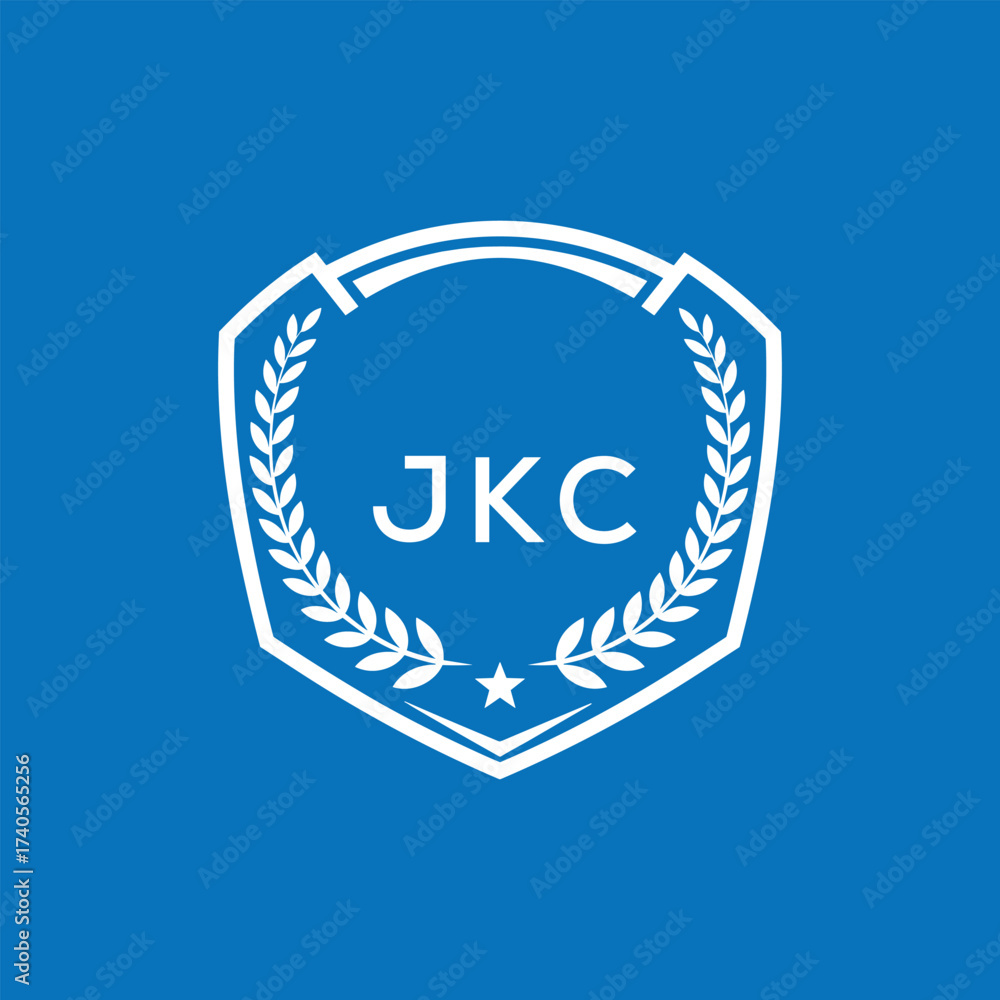 Fototapeta premium JKC Shield Logo Design JKC Minimal Laurel Wreath and Star Emblem for Sports Corporate JKC Club and Brand Ident. 