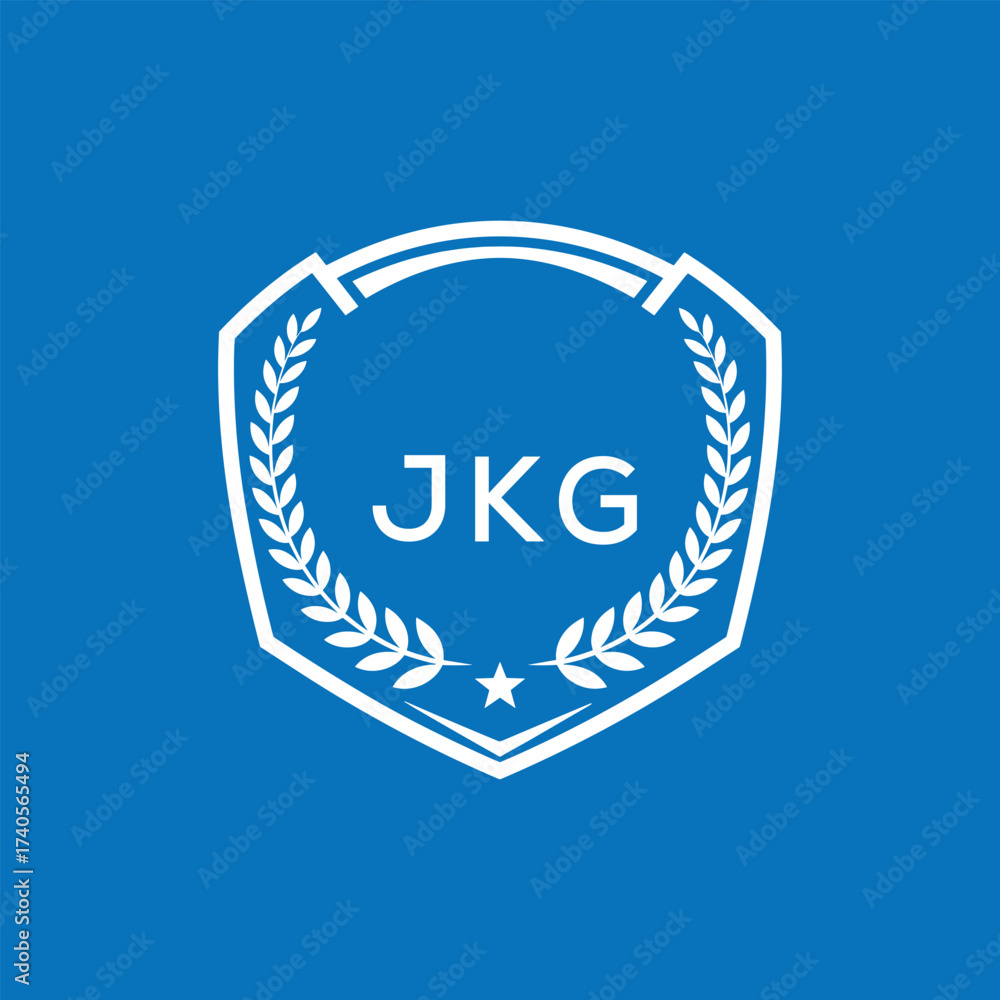 Fototapeta premium JKG Shield Logo Design JKG Minimal Laurel Wreath and Star Emblem for Sports Corporate JKG Club and Brand Ident. 