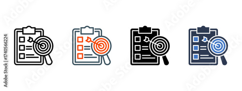 Report Inspection multiple icon style vector illustration