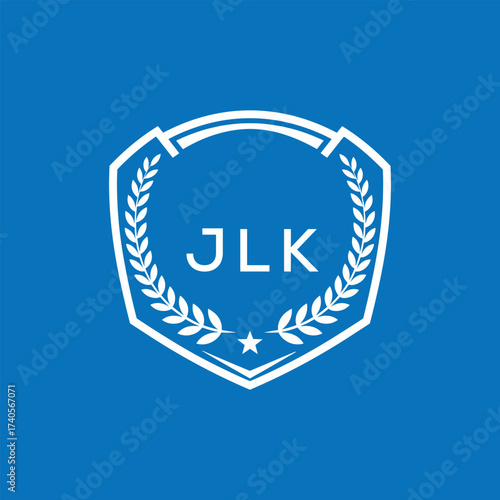 JLK Shield Logo Design JLK Minimal Laurel Wreath and Star Emblem for Sports Corporate JLK Club and Brand Ident.
