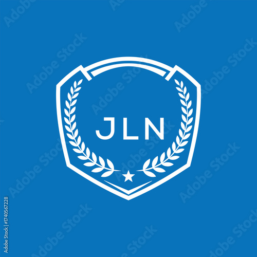 JLN Shield Logo Design JLN Minimal Laurel Wreath and Star Emblem for Sports Corporate JLN Club and Brand Ident.
