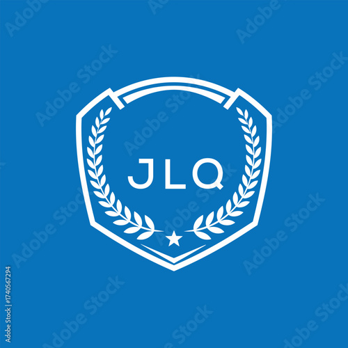 JLQ Shield Logo Design JLQ Minimal Laurel Wreath and Star Emblem for Sports Corporate JLQ Club and Brand Ident.
