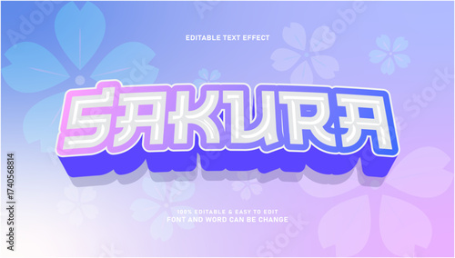 Sakura text effect with 3d Japanese font style and editable