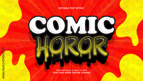 Horror comic text effect with 3d style and editable