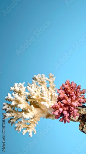 Coral Beauty - A Close-Up of Oceans Treasures Against a Blue Sky.