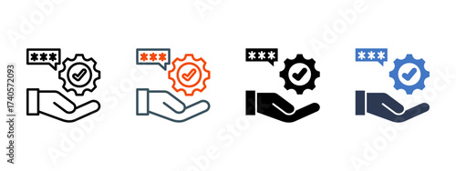 Credential Approval multiple icon style vector illustration