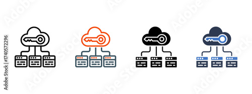 Cloud Security multiple icon style vector illustration