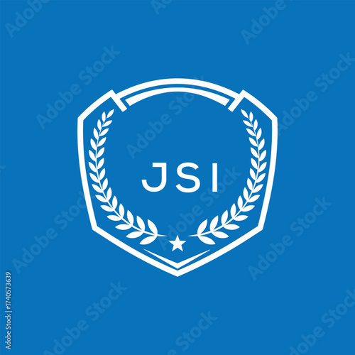 JSI Shield Logo Design JSI Minimal Laurel Wreath and Star Emblem for Sports Corporate JSI Club and Brand Ident.

