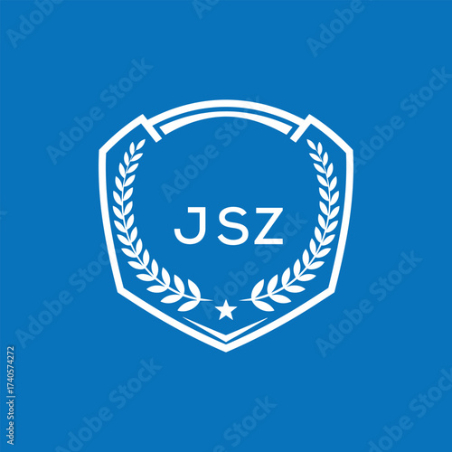 JSZ Shield Logo Design JSZ Minimal Laurel Wreath and Star Emblem for Sports Corporate JSZ Club and Brand Ident.
