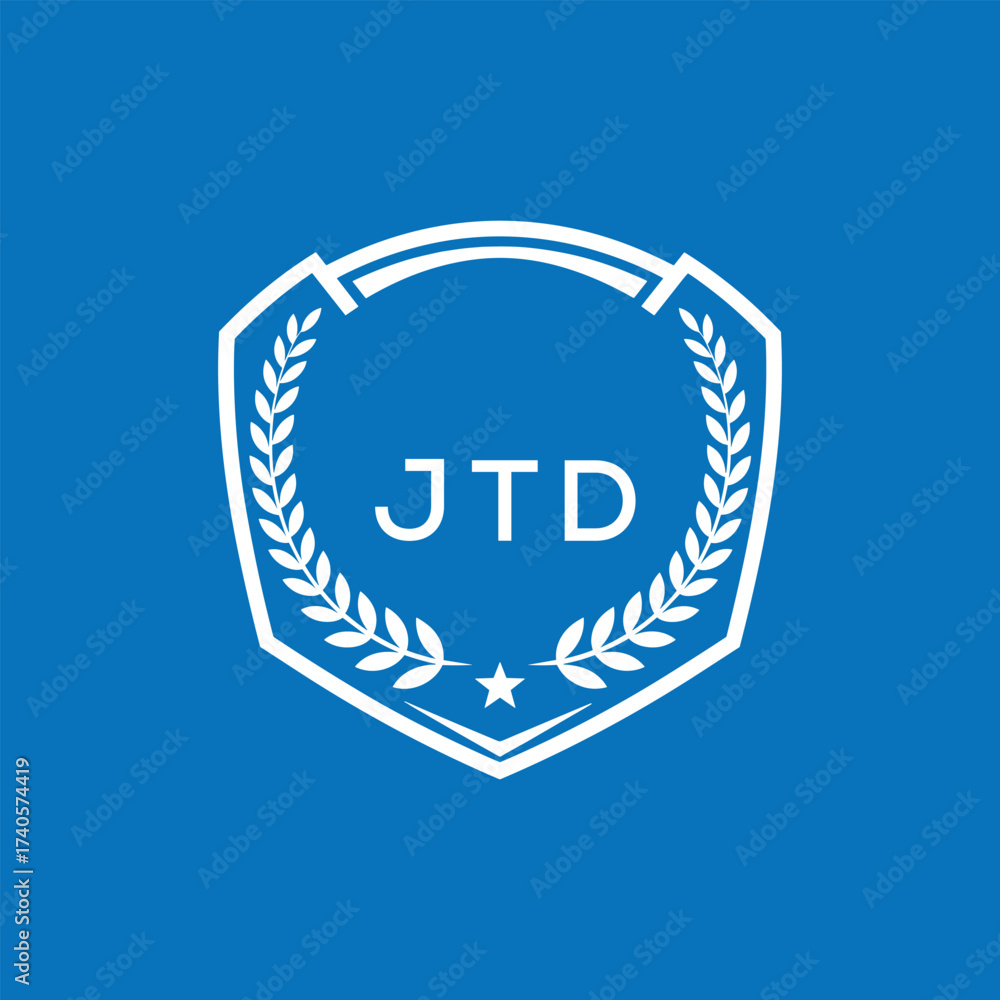 Fototapeta premium JTD Shield Logo Design JTD Minimal Laurel Wreath and Star Emblem for Sports Corporate JTD Club and Brand Ident. 