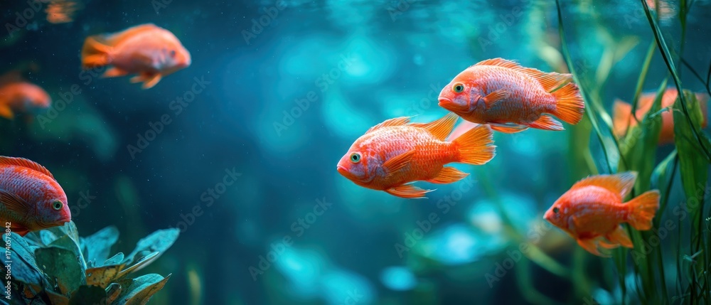 Obraz premium Orange fish swimming underwater