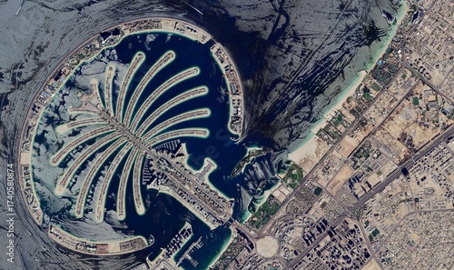 Фотография Palm Jumeirah, Dubai: High-Resolution Aerial View of the Iconic Man-Made Palm Is