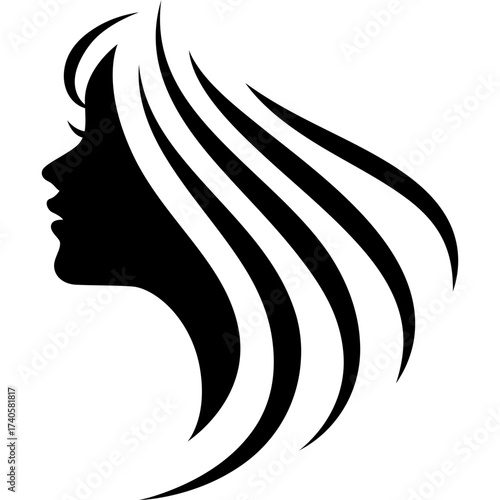 beauty woman long hair silhouette for logo,decoration,poster,presentation,beauty products,etc
