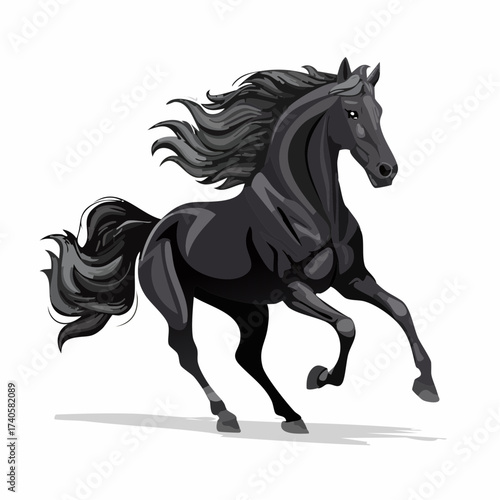 black horse vector illustration running silhouette