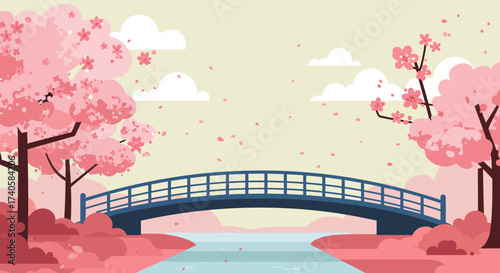 Tranquil Cherry Blossom Bridge A Serene Escape to Japanese Spring