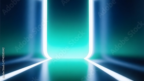 a photo of some blue and green lights