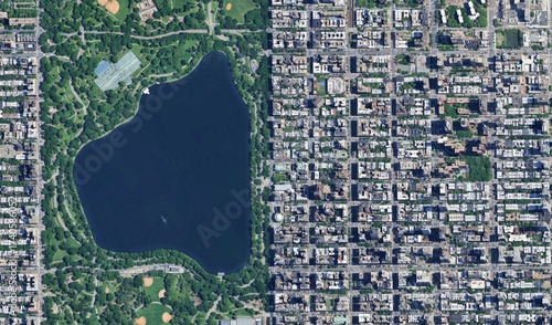 Central Park, New York: High-Resolution Aerial View of the Green Oasis in Manhattan's Grid