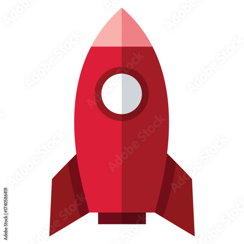 Cartoon rocket ship illustration, symbolizing speed, startup success, and future technology